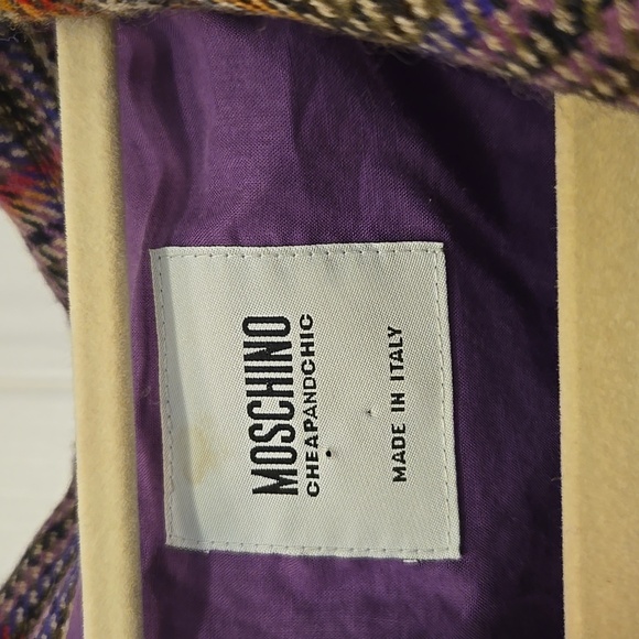 Vintage MOSCHINO Cheap and Chic Plaid Frayed Ends Blazer - Picture 5 of 9